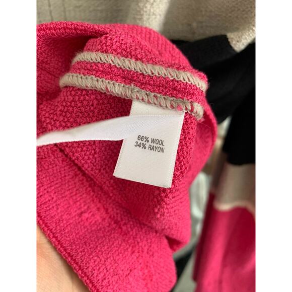 St John Jacket Textured Knit Striped Zip Front Blazer Pink Gray Black - Picture 6 of 6